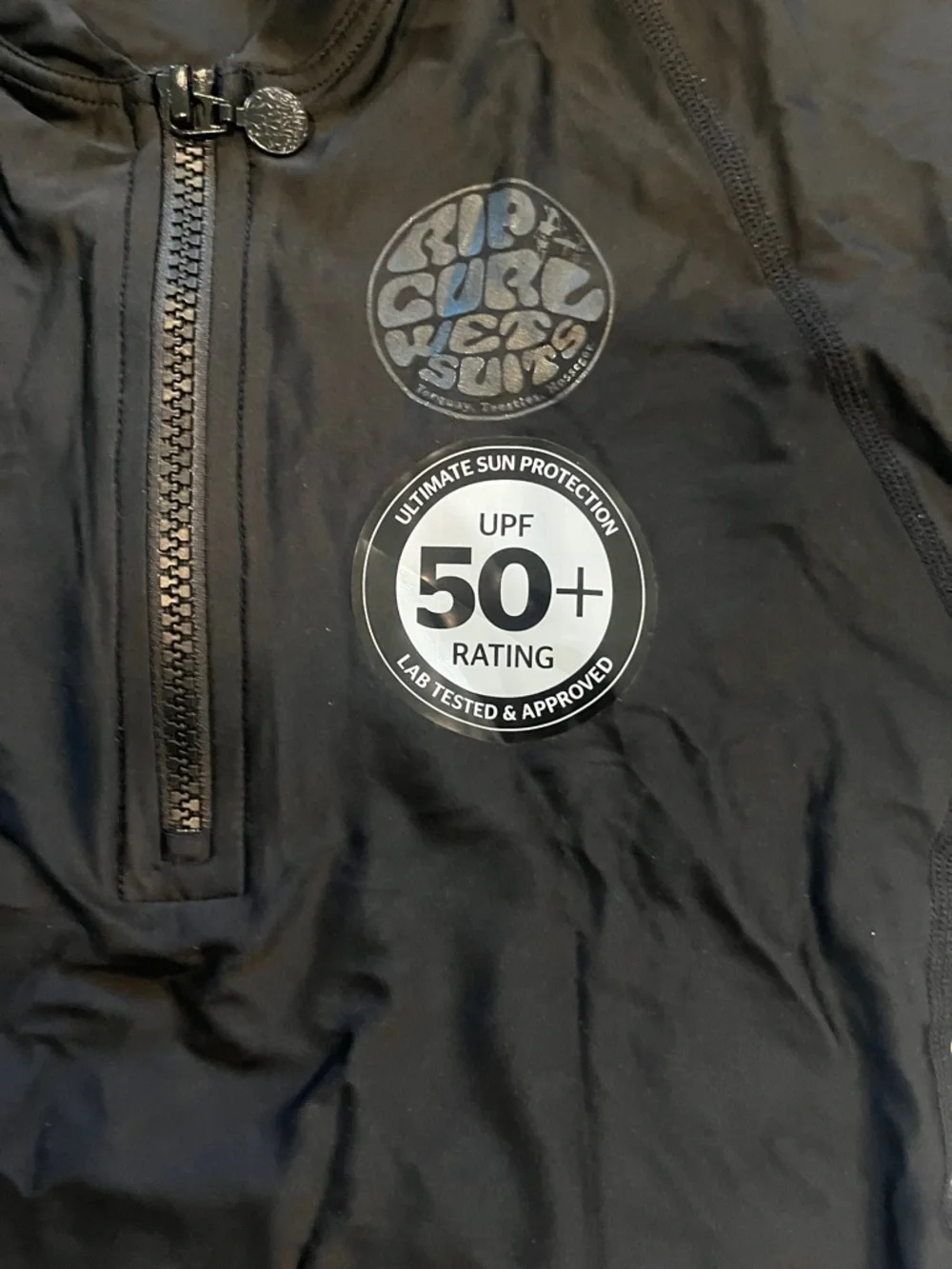 Black UPF 50+ Short Sleeve Swim Rash Guard Top Ripcurl